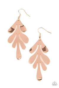 A Frond Farewell - Rose Gold Paparazzi Earrings