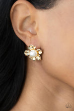 Load image into Gallery viewer, Apple Blossom Pearls - Gold Paparazzi Earrings