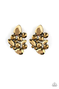 Galaxy Glimmer - Brass Paparazzi Earrings