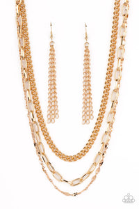 Galvanized Grit - Gold Paparazzi Necklace