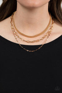 Galvanized Grit - Gold Paparazzi Necklace