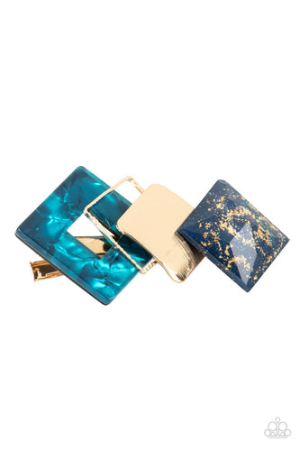 Geometrically Gatsby - Blue Paparazzi Hair Clip