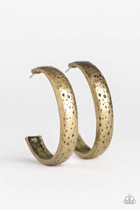 Rustic Revolution - Brass Hoop Paparazzi Earrings