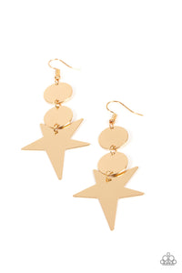 Star Bizarre - Gold Paparazzi Earrings