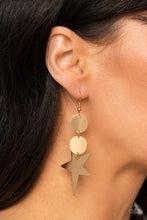 Load image into Gallery viewer, Star Bizarre - Gold Paparazzi Earrings