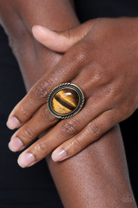 Stone Terrarium - Brass Paparazzi Ring